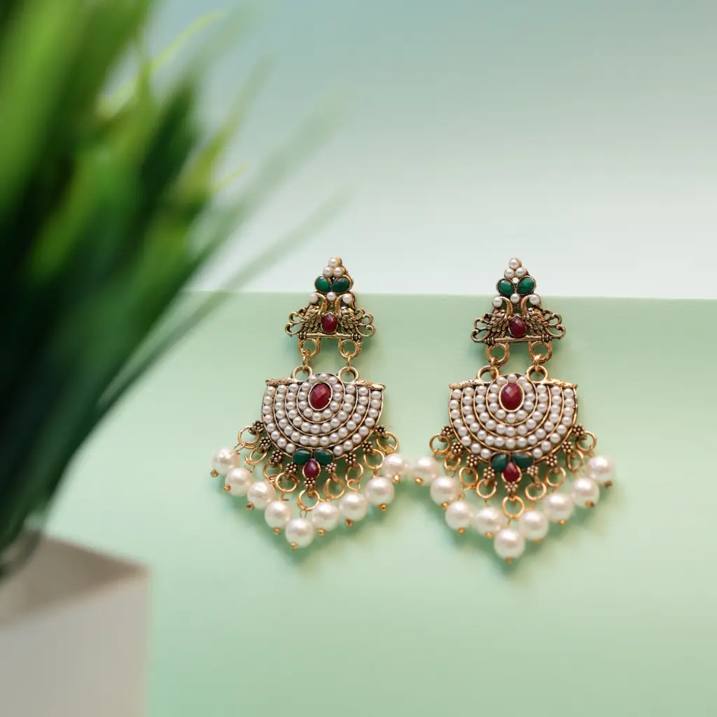 Royal Pearl Kundan Jhumka